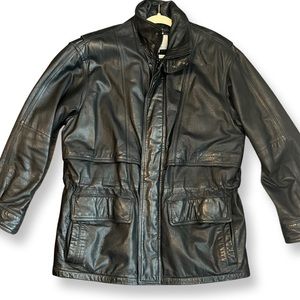 Vintage Genuine Leather Black Zip up Jacket